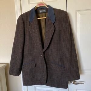 VINTAGE Maurices Blazer Wool w/Suede Collar Equestrian Vibe Women's Medium
